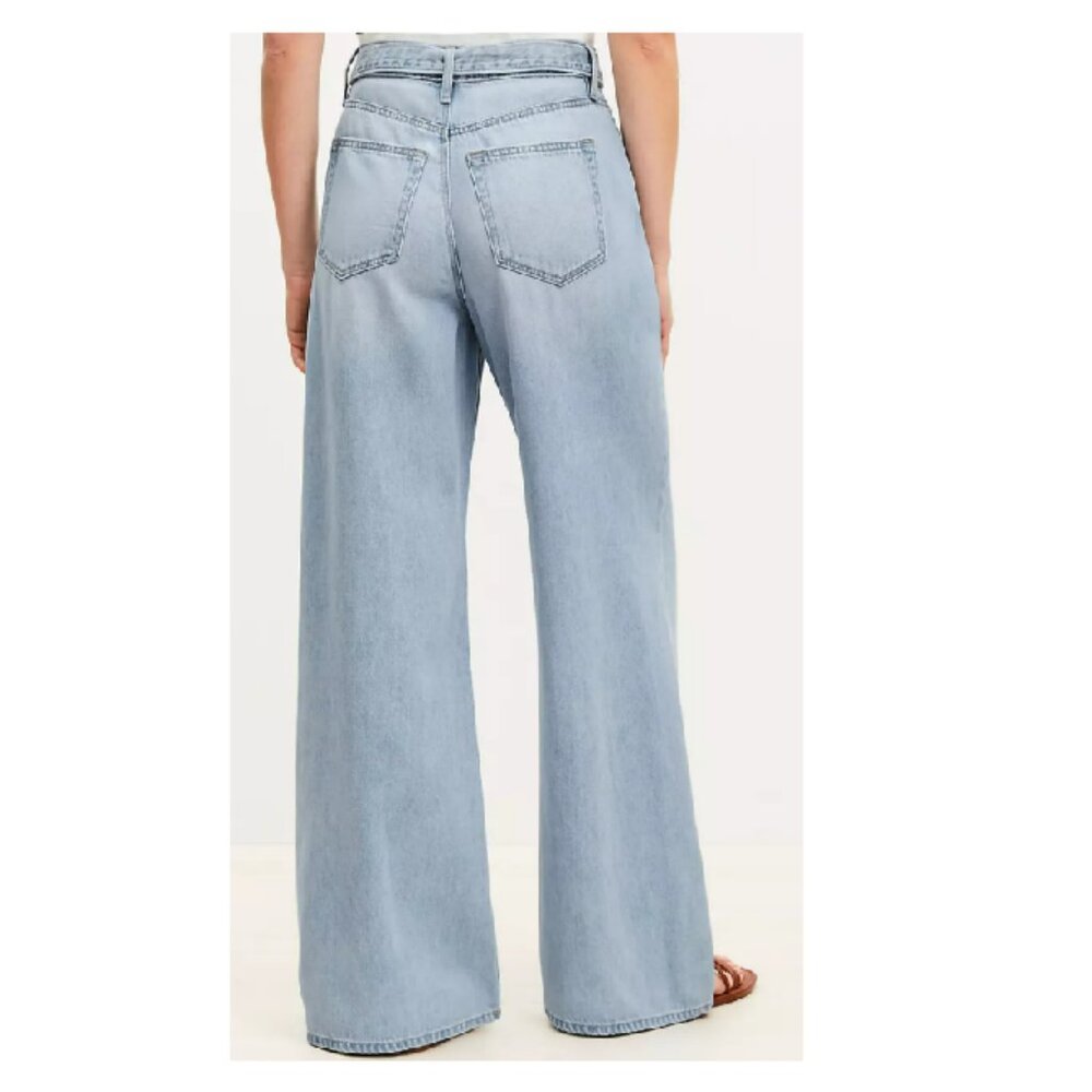 LOFT Light Blue High-Waist Wide-Leg Jeans - Picture 2 of 3